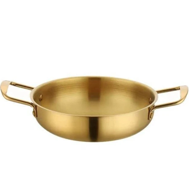 Gold Color Pot with Lid Double Ear Kitchen Pot Instant Noodles Pots Single Person Small Hot Pot Seafood Pots Household Stockpot