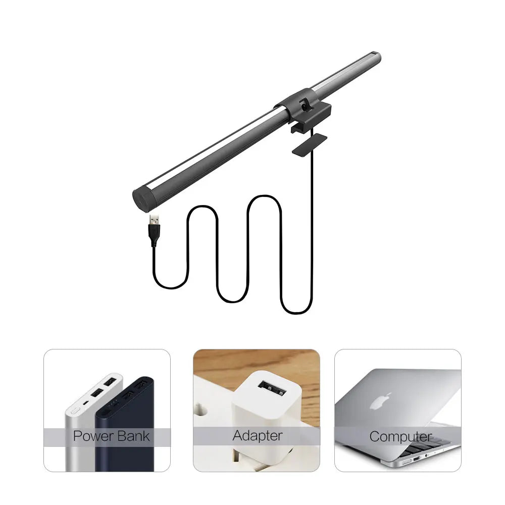 RGB Laptop Screen Hanging Light Bar Stepless Dimming Eye Care Strip Hassle Free Mount Perfect for Gaming Work Study Office