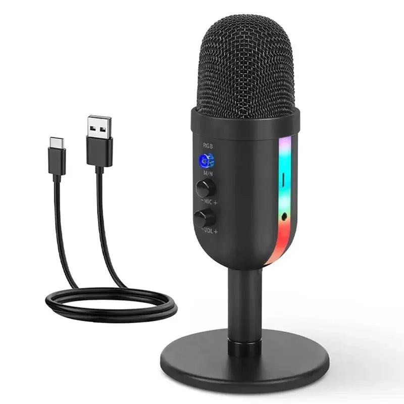 ABGI-RGB Gaming Microphone For PC Computer Recording USB Condenser Microphone Podcasters Be Influencers Gamers Studio Mic Easy T