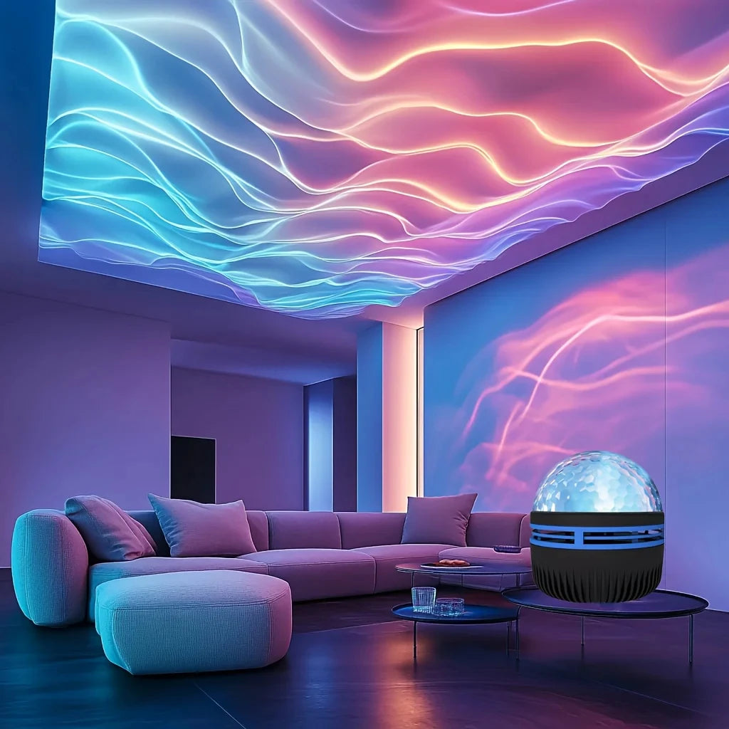 Water Ripples Night Light LED Sky Porjection Lamp USB Plug-in Use Remote Control Night Lamp Home Bedroom KTV Atmosphere Decor