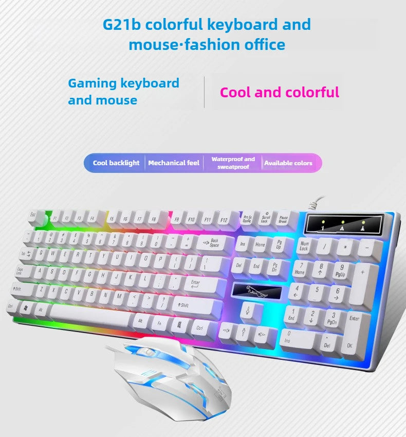 Gamer Keyboard And Mouse Combo Set RGB LED 104-Key Wired Gaming Keyboard Mouse Set for Notebook Laptop Desktop PC Tablet