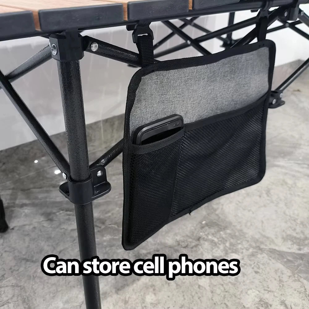 Outdoor Mesh Table Side Storage Bag Hanging Organizer Pocket Portable, Compact, Easy Access for Beach, Patio, Camping Equipment