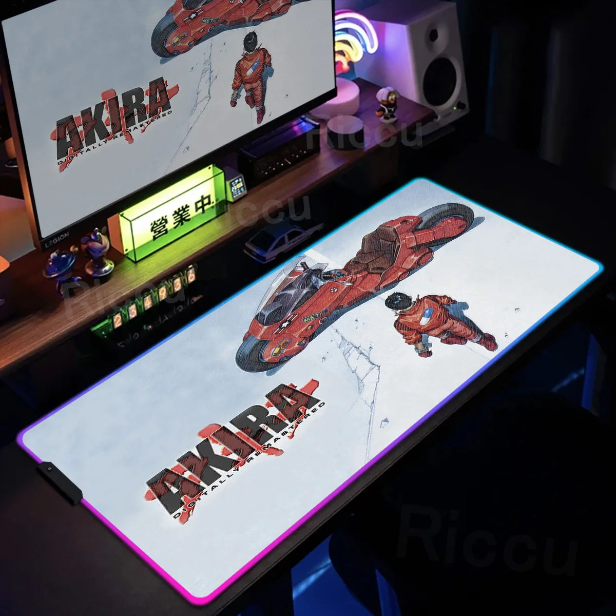 RGB Gaming Mouse Pad Anime AKIRA Keyboard Mousepad Large Computer LED Backlit Deskmat Xxl Gamer Decoracion Lock Edge Thicken Rug