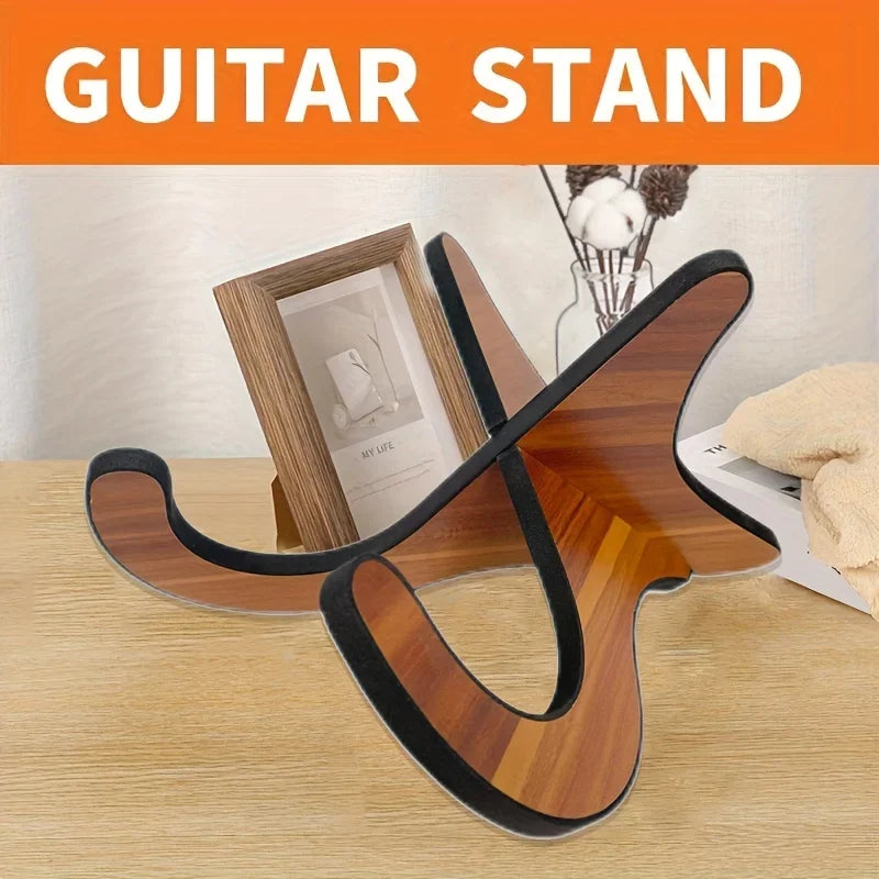 Wooden Guitar Stand for Electric, Classic, and Bass Guitars, Portable and Sturdy, Removable for Easy Storage and Travel