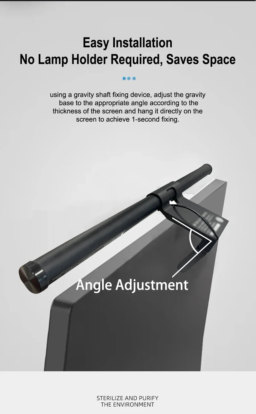 RGB 40CM Stepless Dimming Light Bar – Eye-Caring Hanging Screen Strip for Laptop Gaming Work