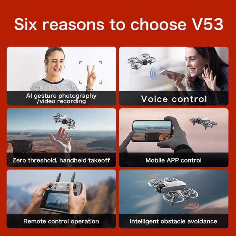 Professional HD V53 Drone 8k 6k 4k WIFI fpv Quadcopter Aircraft with Obstacle Avoidance for Aerial Photography Drone Camera Toys
