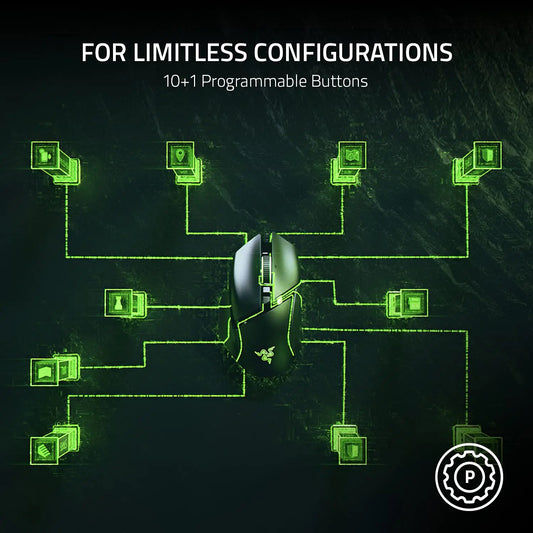 Razer Basilisk V3 Customizable Ergonomic Gaming Mous Chroma RGB Lighting - 26K DPI Optical Sensor - 11 Programmable Buttons