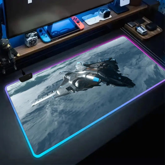 Star Citizen Mouse Pad RGB Gaming Mouse Pad XXL, Extended Surface, Non-Slip, Smooth, LED Lights, Perfect Desk Mat
