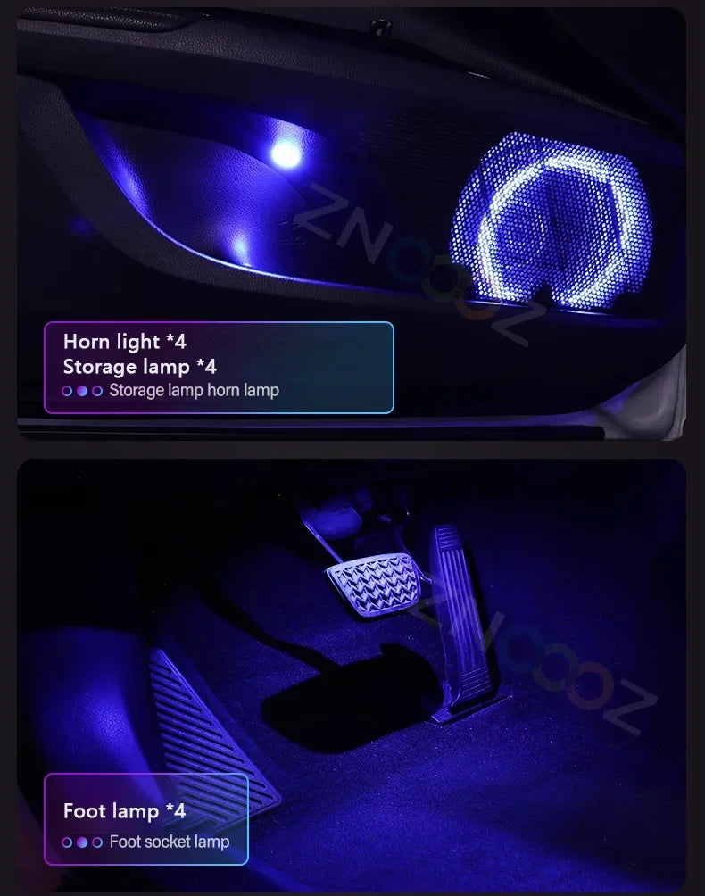 RGB 22in1 Car Interior Acrylic Car Ambient Lights for Audi A3 A4 A5 A6 A7 A8 Q3 Q5 Q7 Q8  Decorative Lights Car Accessories
