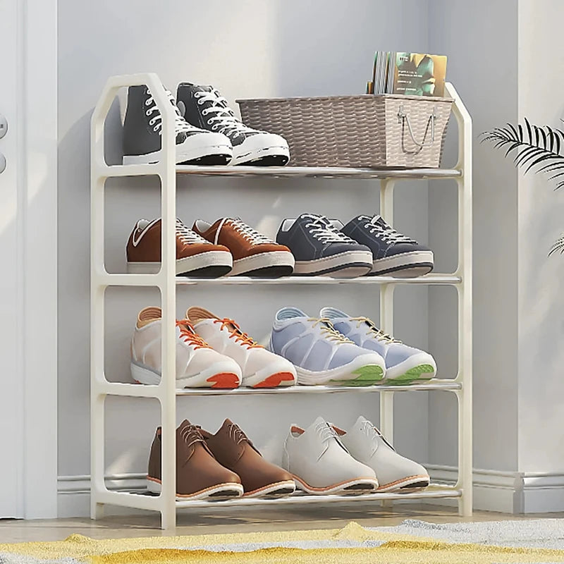 Shoe Rack Organizer Storage Shelf 4-Tier Assembled Trapezoidal Shoe Storage Racks Multilayer For Living Room Space Saving