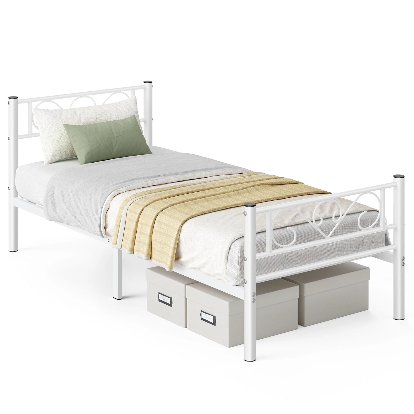 VASAGLE bed 90x200 cm, guest bed, single metal bed, bed rack, bed frame, metal bed, easy assembly