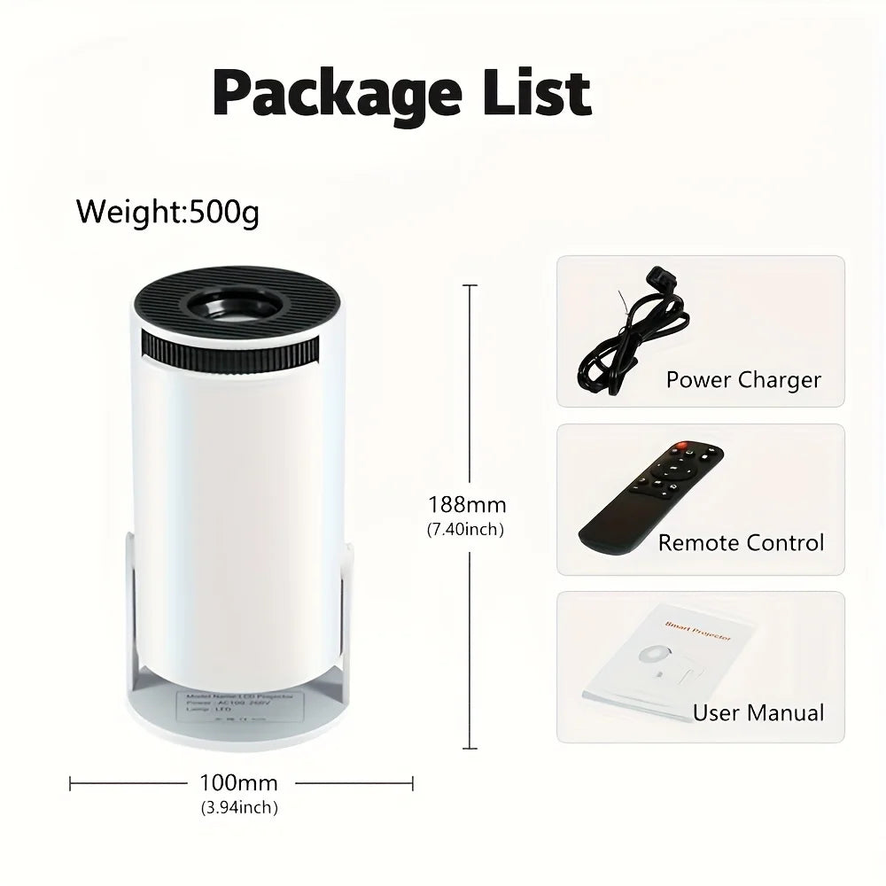 Smart Mini Projector HY300 Android 14 Support 4K 1280*720P Home Cinema Outdoor Portable Projector WiFi 6 BT5.0 Theater Projetor