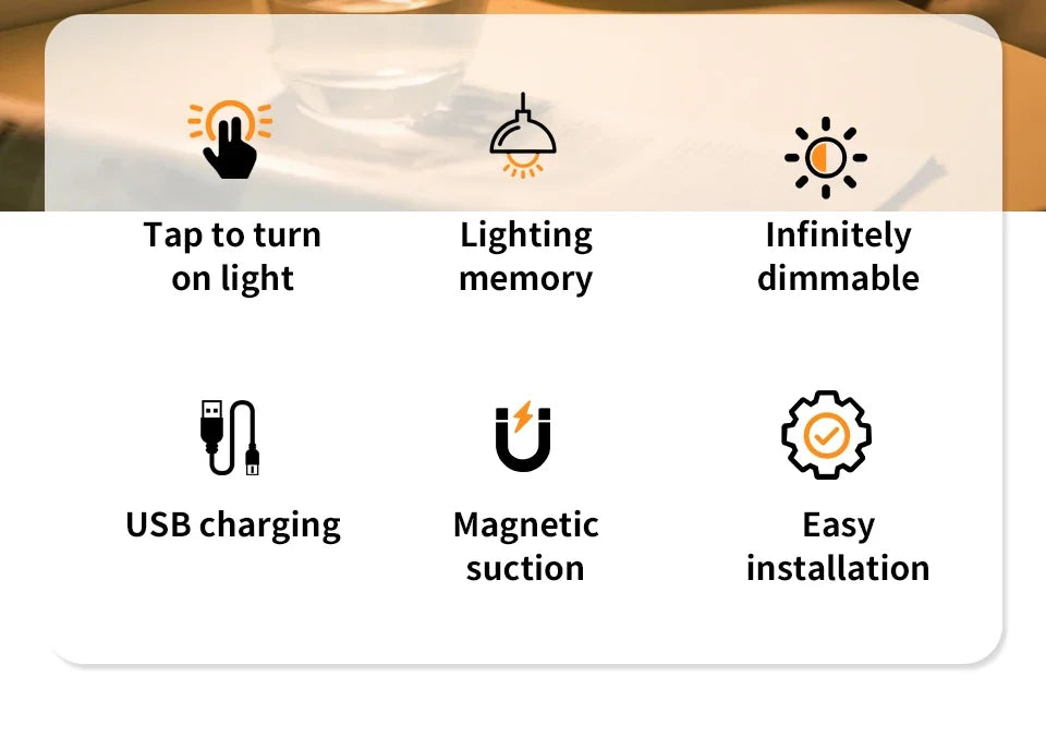 Wireless Led Book Light 6cm Rechargeable Wall Lamp with Touch Switch Night Light 3-Colors Dimmable Portable for Bedroom Reading