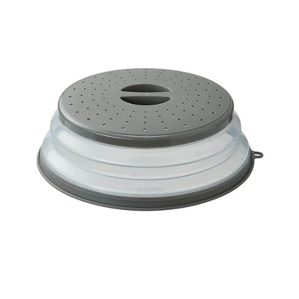 Silicone Microwave Splatter Cover Oil-Proof Splash-Proof Fresh-Keeping Cooking Lid with Hook Heating Folding Kitchen Accessory