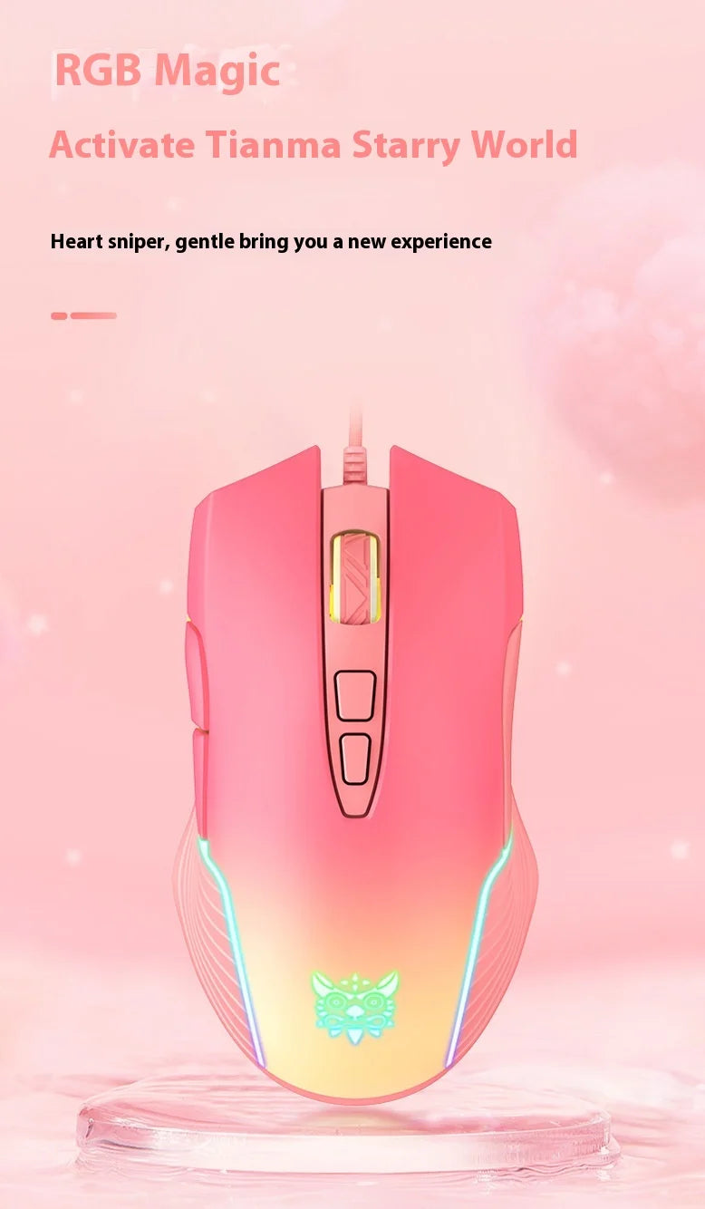 Onikuma CW905 RGB Gaming Mouse  6400 DPI Wired Optical Mouse with Cool Lighting  for Notebook PC Home Office
