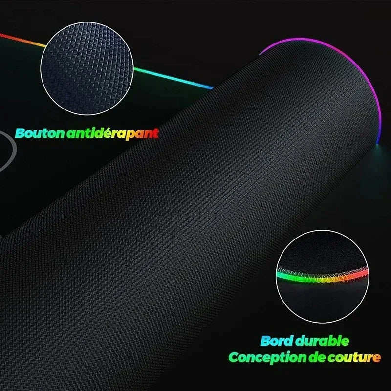 Geometric Art Mouse Pad XXL RGB Gaming MousePad HD Gamer Accessories Large LED Light MousePads PC Computer Carpet With Backlit