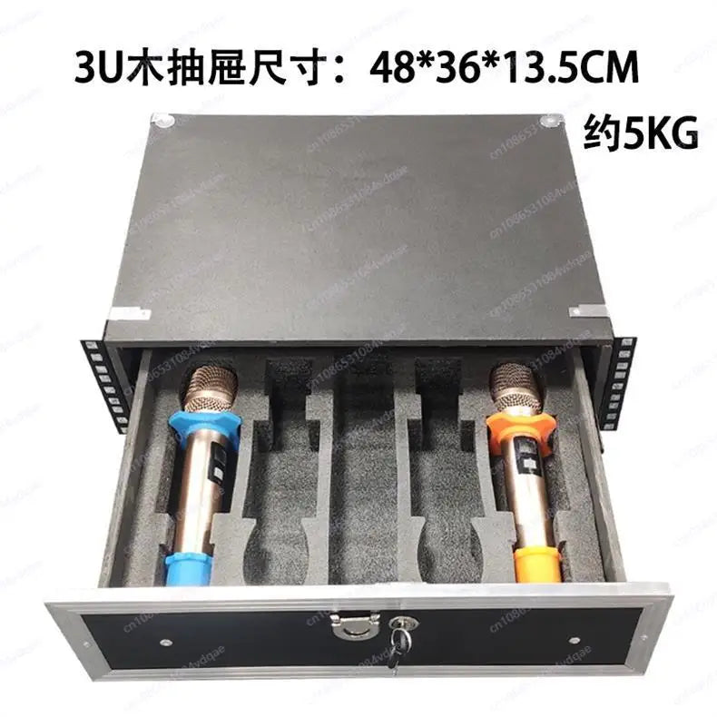 19 inch 2U drawer with lock, suitable for ABS air case, microphone cabinet 3U solid wood microphone receiver, engineering case