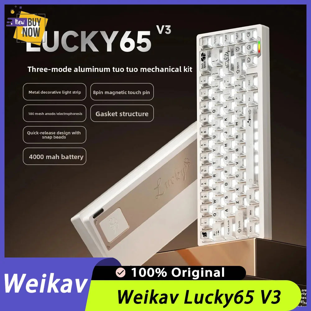 Weikav Lucky65 V3 3 Mode Mechanical Keyboard Kit Aluminum Wireless Gaming Keyboard 60% Bluetooth 2.4G RGB Hotswap PC Gamer Gifts