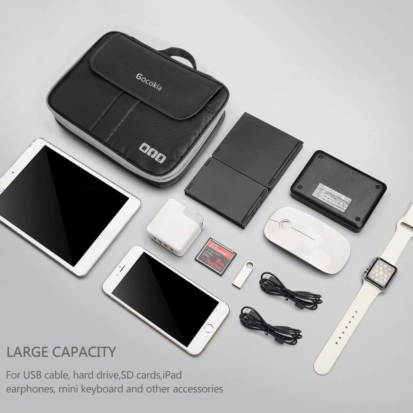 Double Layers Large Capacity Travel Electronic Accessories Organizer Bag, Travel Gadget Carry Case, Fit for iPad,iPhone,Cables