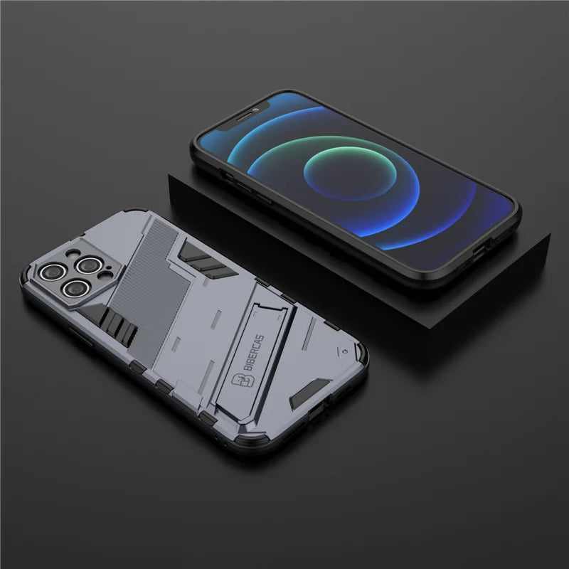 Armor Cyber Shockproof Case For iPhone 17 Air  12 13 Mini 14 15 16 Pro XR XS Max X 11 Pro Max 7 8 16 Plus Stand Holder Cover