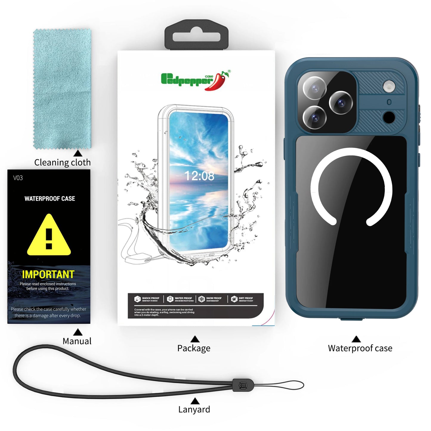 Shellbox IP68 Magnetic Waterproof Phone Case for Swimming & Diving - Compatible with iPhone 17/17AIR/17Pro/17Promax