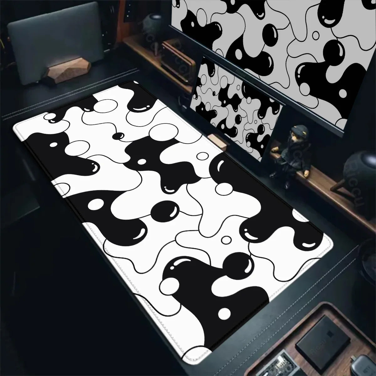 Gaming Mouse Pad Large Size Table Pad Blue & White Strata Liquid Mousepad XXL Computer Play Mat Rubber Mausepad Keyboard Deskmat