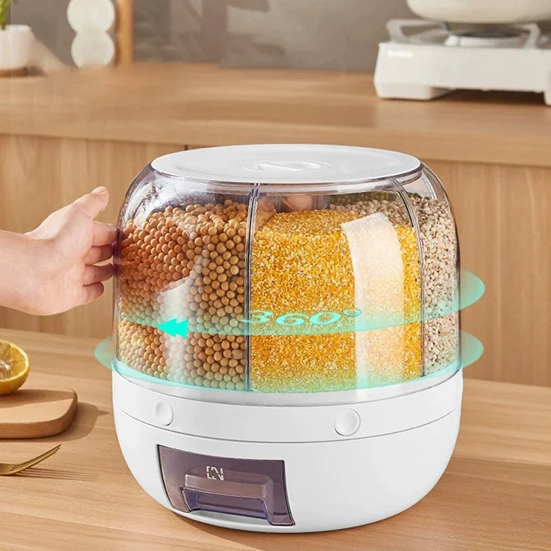 Rotary Dispensing Candy Barrel, Multi-grid Large-capacity Grain Storage Box, Candy, Cereal Food, Large-capacity Storage Barrel