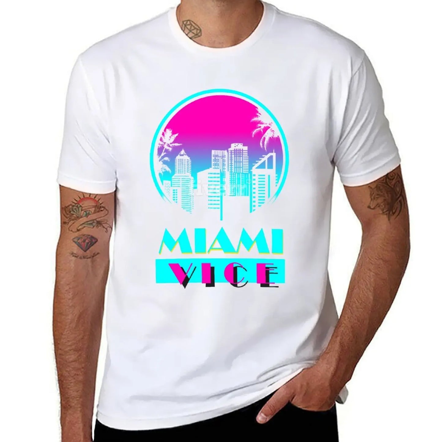 MIAMI VICE Beach T-Shirt aesthetic clothes plain sweat mens fashion