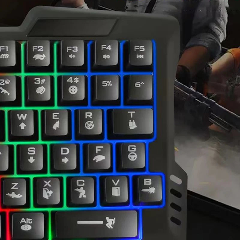 RGB Gaming Keyboard Single Hand Mini USB Ultra-slim Wired 35-Keys OneHandedly Backlight Keyboard For Computer PC Laptop