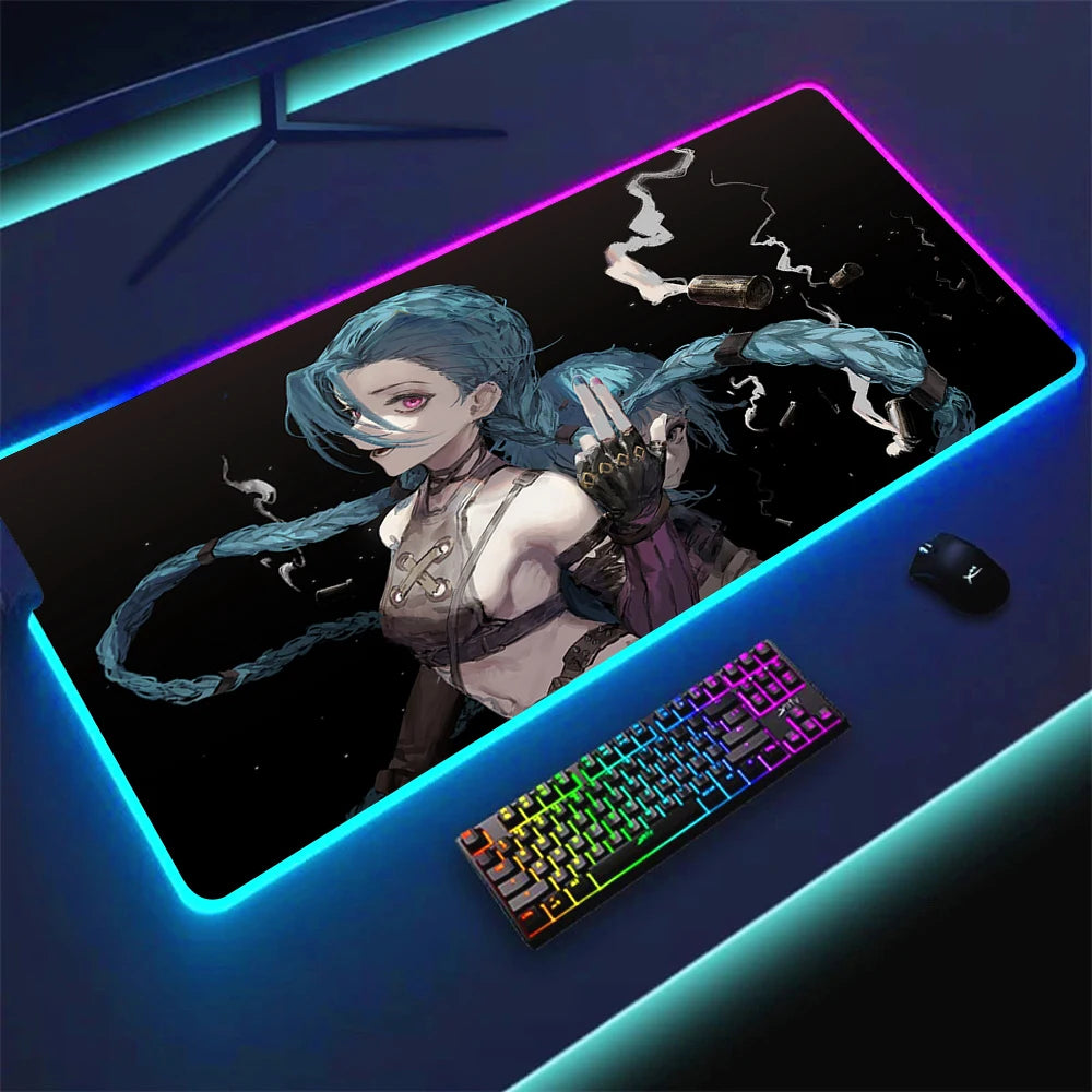 JINX VI RGB Gaming Mouse Pad 900x400mm Anime Arcane Mats League of Legends Gamer Carpet Rug LOL Large Keyboard LED Cool Desk Mat