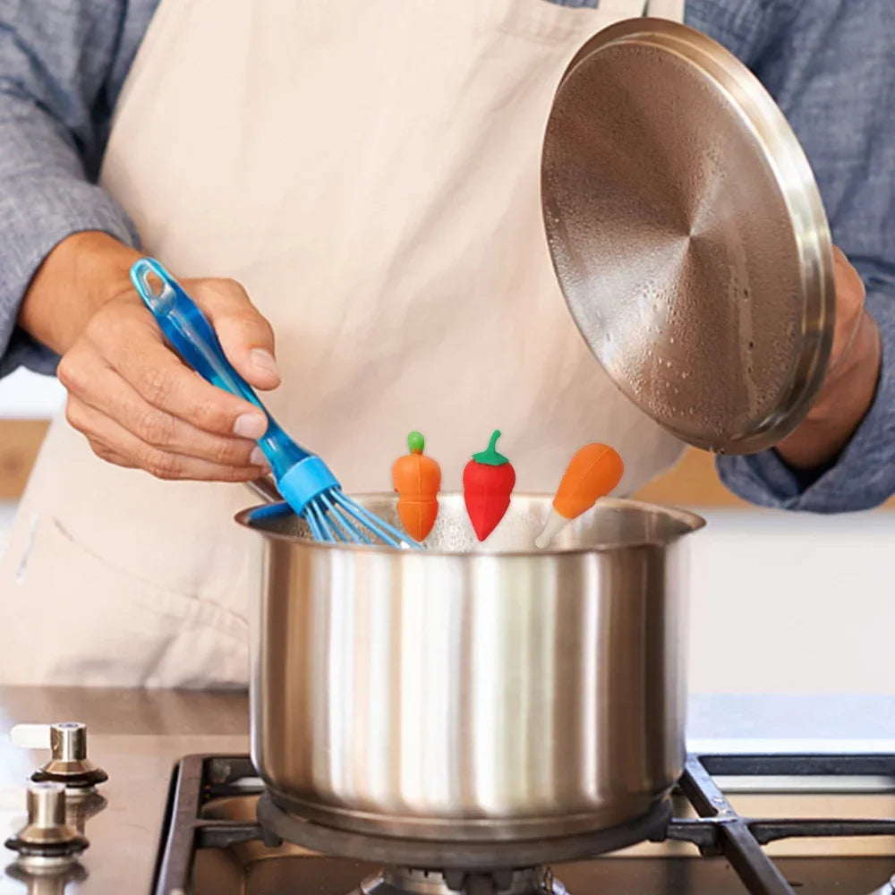 1Pcs Silicone Pot Lid Anti-spill Rack Heat-resistant Anti-Overflow Stoppers Pot Cover Lifter Holder Creative Kitchen Tool Gadget