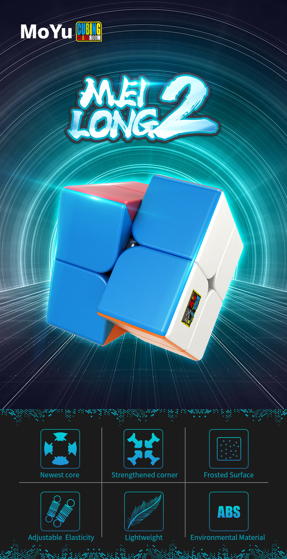 [ECube]MoYu Meilong 2 2x2x2 Magic Neo Cube Meilong Stickerless Speed Cube Puzzle Children Gift Adult Educational Toys