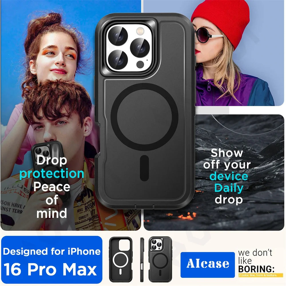 Case For iPhone 17 16 15 14 13 12 11 Pro XR Max Plus Heavy Duty Shockproof Anti-Scratch Rugged Protective with Kickstand Cover