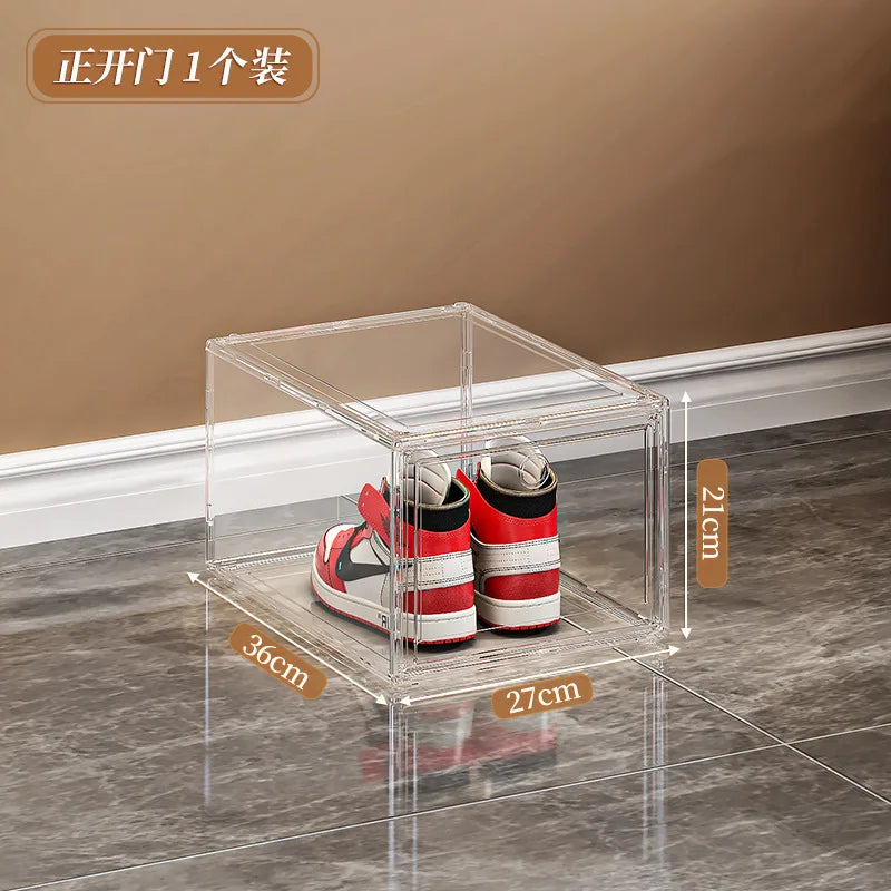 New Thickened Transparent Acrylic Shoe Box With Magnetic Flip Cover Dustproof Storage Box Multi-Layer Stackable Combinatio
