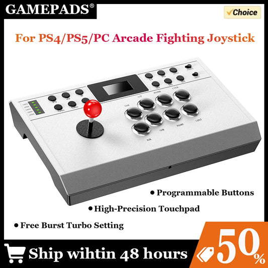 Professional Arcade Joystick for Gaming USB Wired Adapter Compatible with PS4/PS5/PC Gaming Controller High-Precision Touchpad