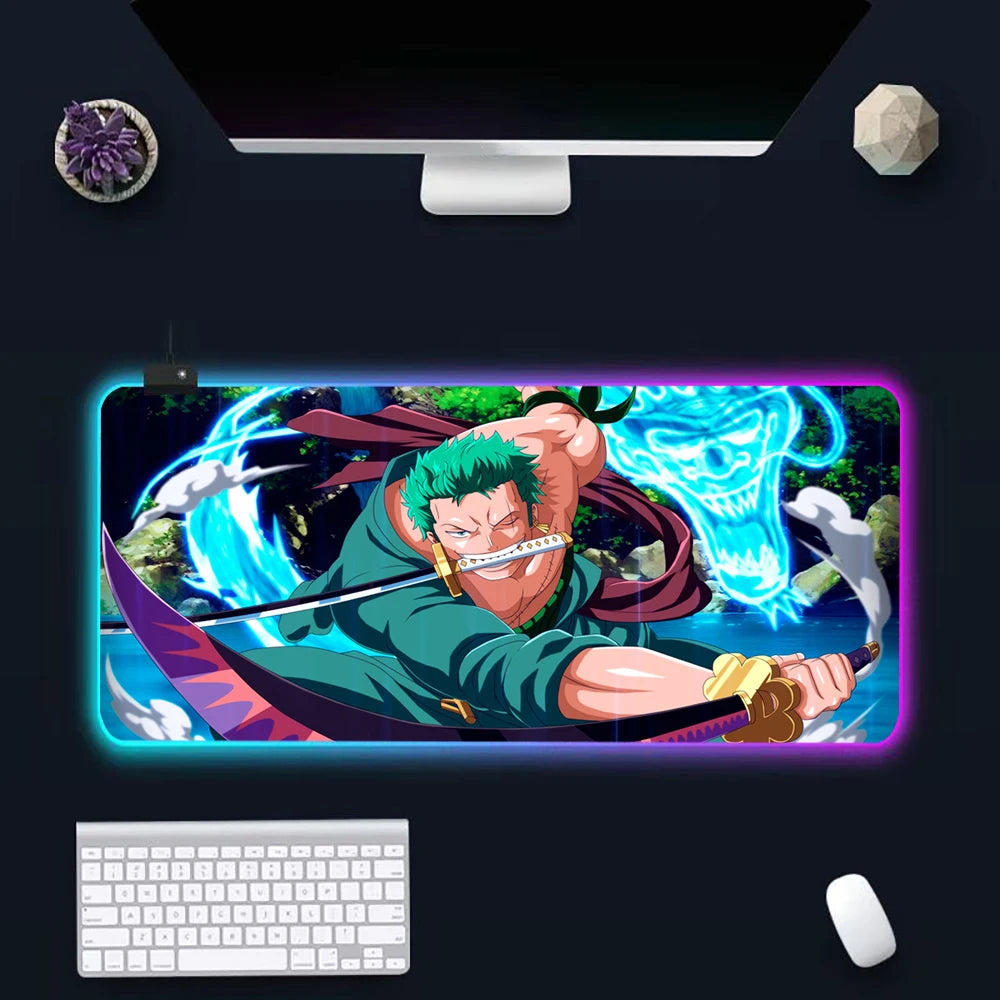 O-One-pieces RGB Pc Gamer Keyboard Mouse Pad Mousepad LED Glowing Mouse Mats Rubber Gaming Computer Mausepad