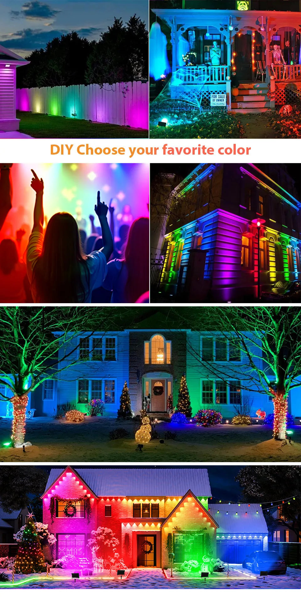 RGB LED Floodlight Remote Control 20W 30W 50W 100W 150W 200W Outdoor Spotlights AC220V Waterproof IP66  Outdoor Ambient Light
