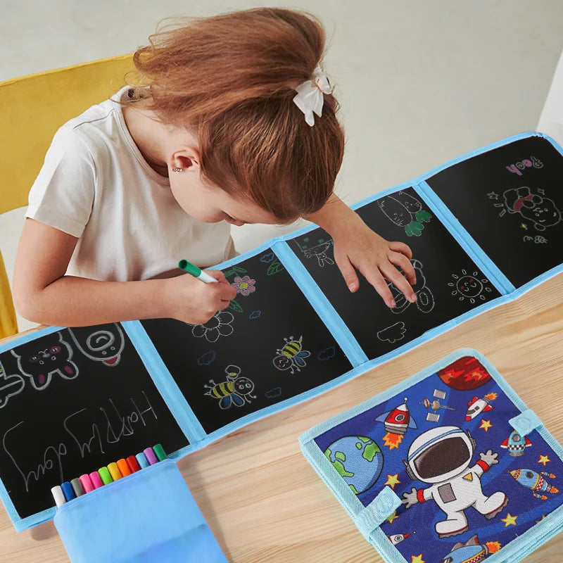 Foldable Chalkboard Book Children's Drawing Board Capable Of Repeatedly Scrubbing Drawing Writing Books (With 12 Watercolor Pen)