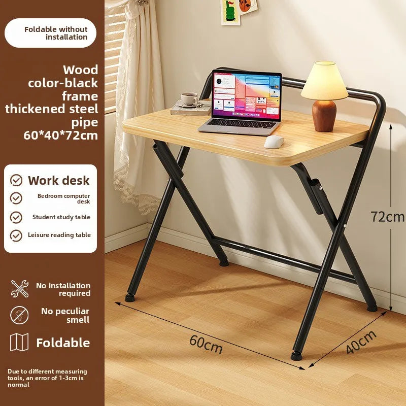 Foldable Computer Study Desk, Student Home Writing Desk, Small Apartment Simple Office Table,  Double-Layer  Functional Desk