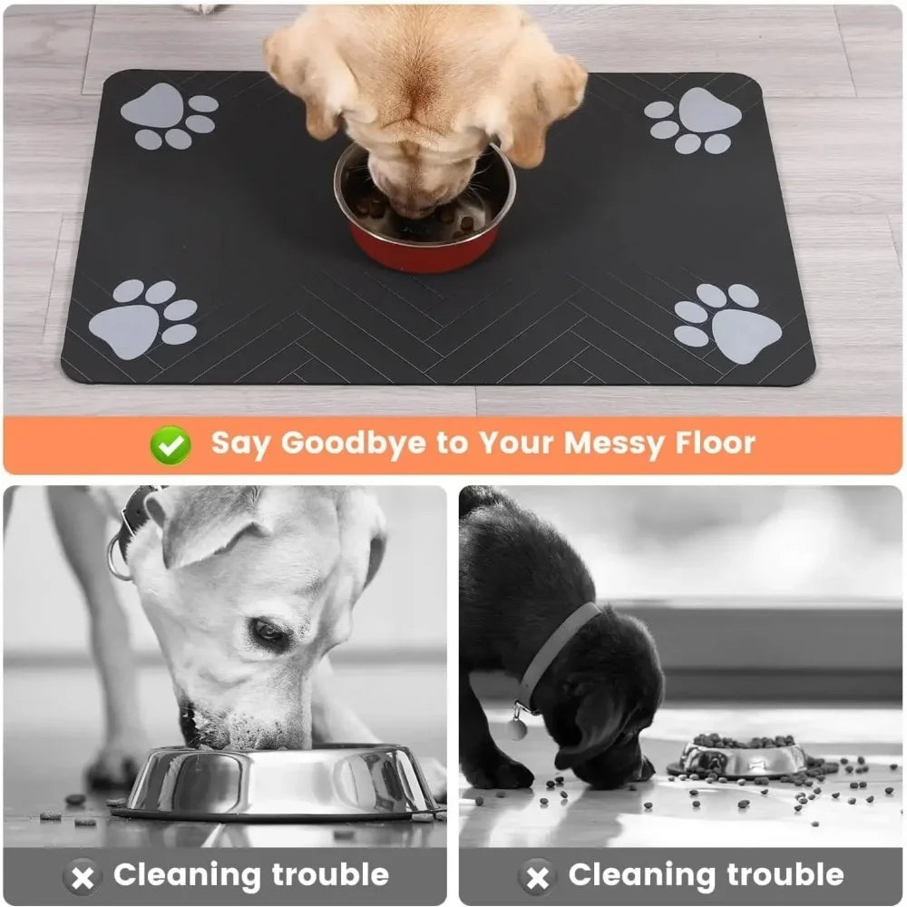Pet Feeding Placemat For Dogs Cats Absorbent Pets Feeding Mat Waterproof Rubber Backing Quick Dry Pets Food and Water Bowl Pad