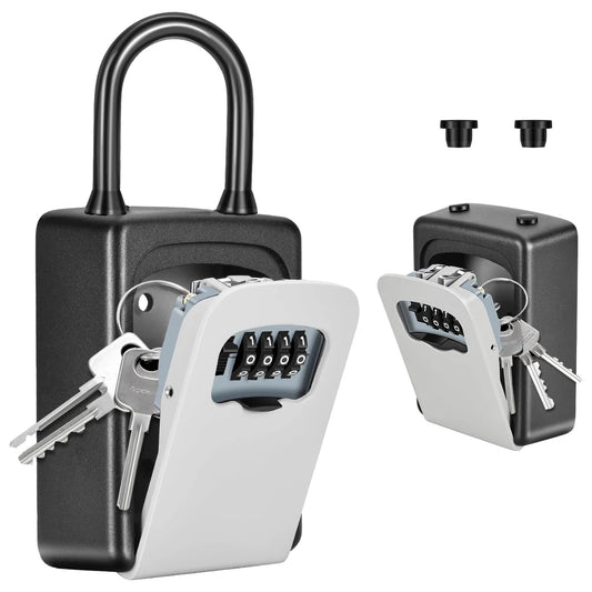 Key lock box, made of aluminum alloy, wall-mounted key storage box, with a reconfigurable password and spare key storage.