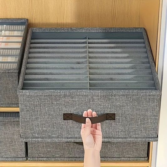 Foldable Storage Organizer 24 Compartments Portable Box for Clothes Accessories Closet Drawer Organization Gray Fabric