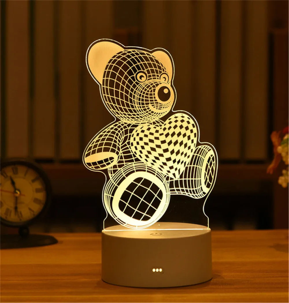 Romantic Love 3D Acrylic Neon Sign USB Led Lamp for Home Children's Night Lights Table Lamp Birthday Valentines Day Bedside Lamp