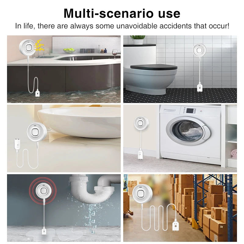 Water Leak Alarm Detector, 100dB Loud Alert Water Sensor, IP55 Waterproof, , Easy Installation for  Home Basement Flood NO Smart