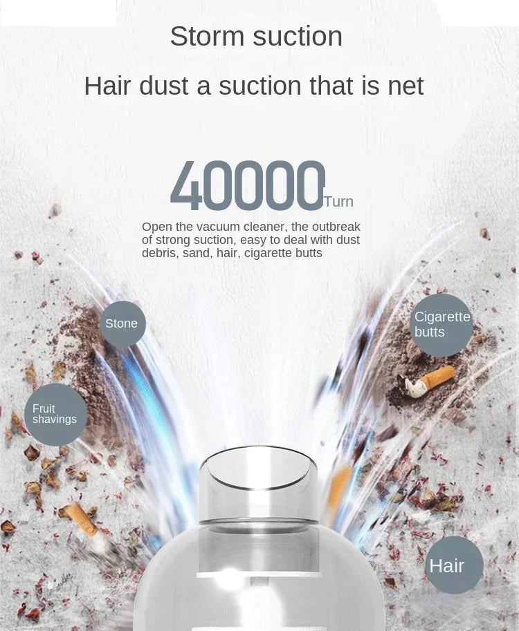 Wireless Car Vacuum Cleaner USB Charging 1200mAh Portable Cleaning Appliance Mini Wet and Dry Blow Vacuum Cleaner Household