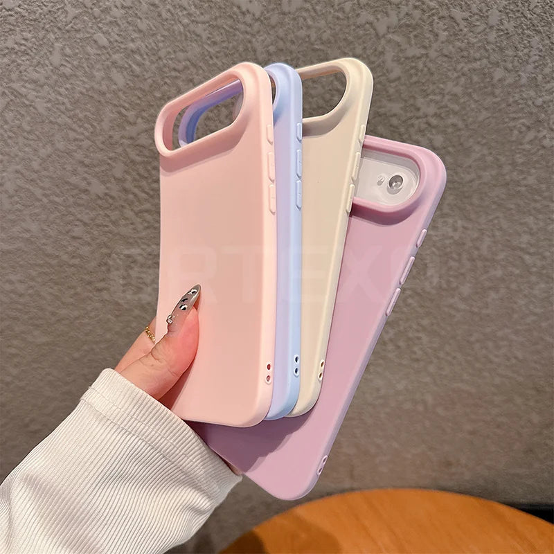 Candy Color Luxury Pattern Matte Silicone Soft Case For iPhone 17 air 17 pro 17 pro max ﻿Solid Color Shockproof Cover Shell ﻿