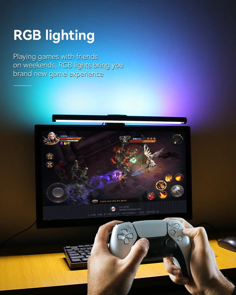Computer Monitor Light Bar RGB Rhythm Screen Hanging Lights Stepless Dimming Desk Lamp For Study Reading Gaming Table Lighting