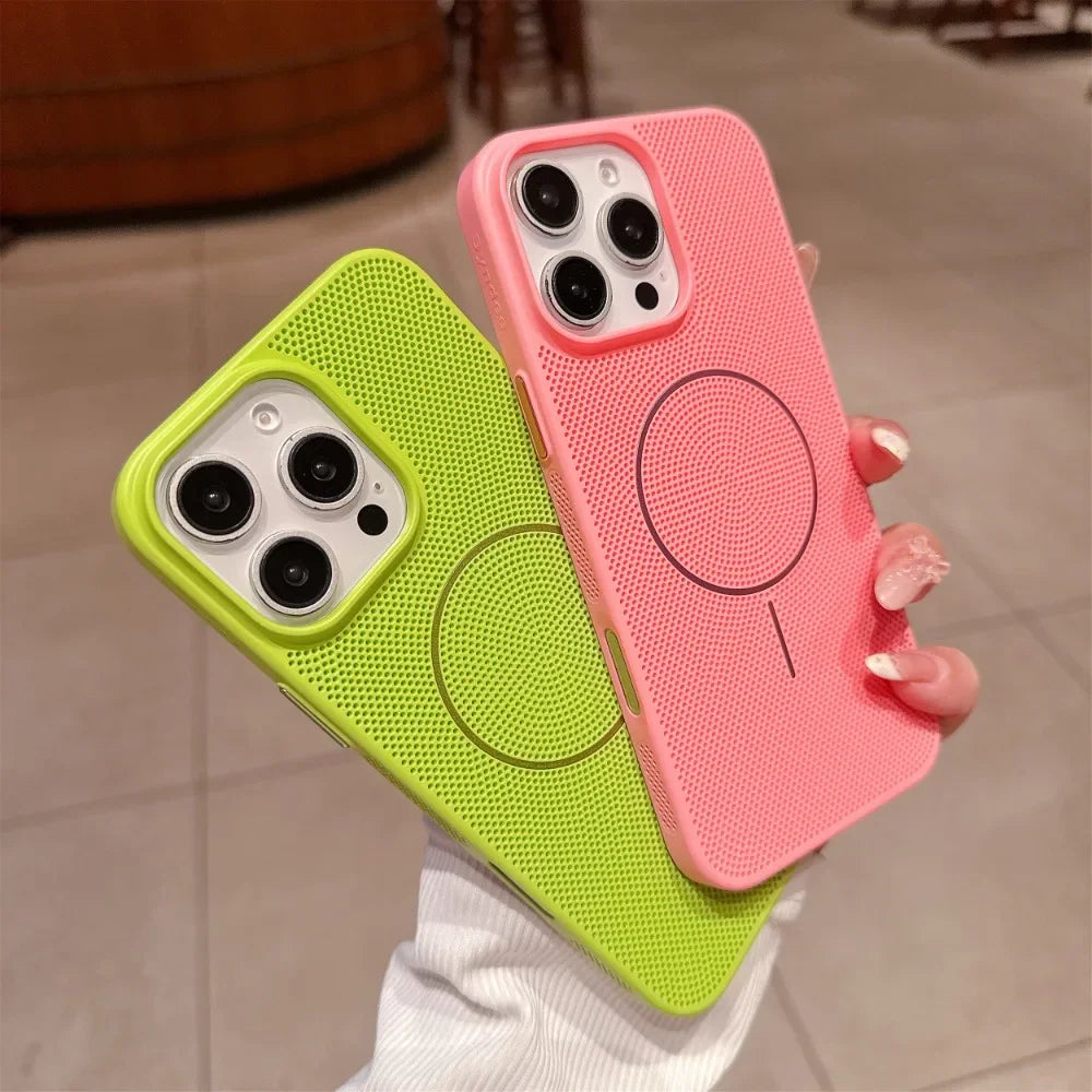 Cooling Heat Dissipation Magnetic Phone Case for iPhone 17 16 15 14 13 12 11 Pro Max Plus 17Pro Breathable Shockproof Back Cover
