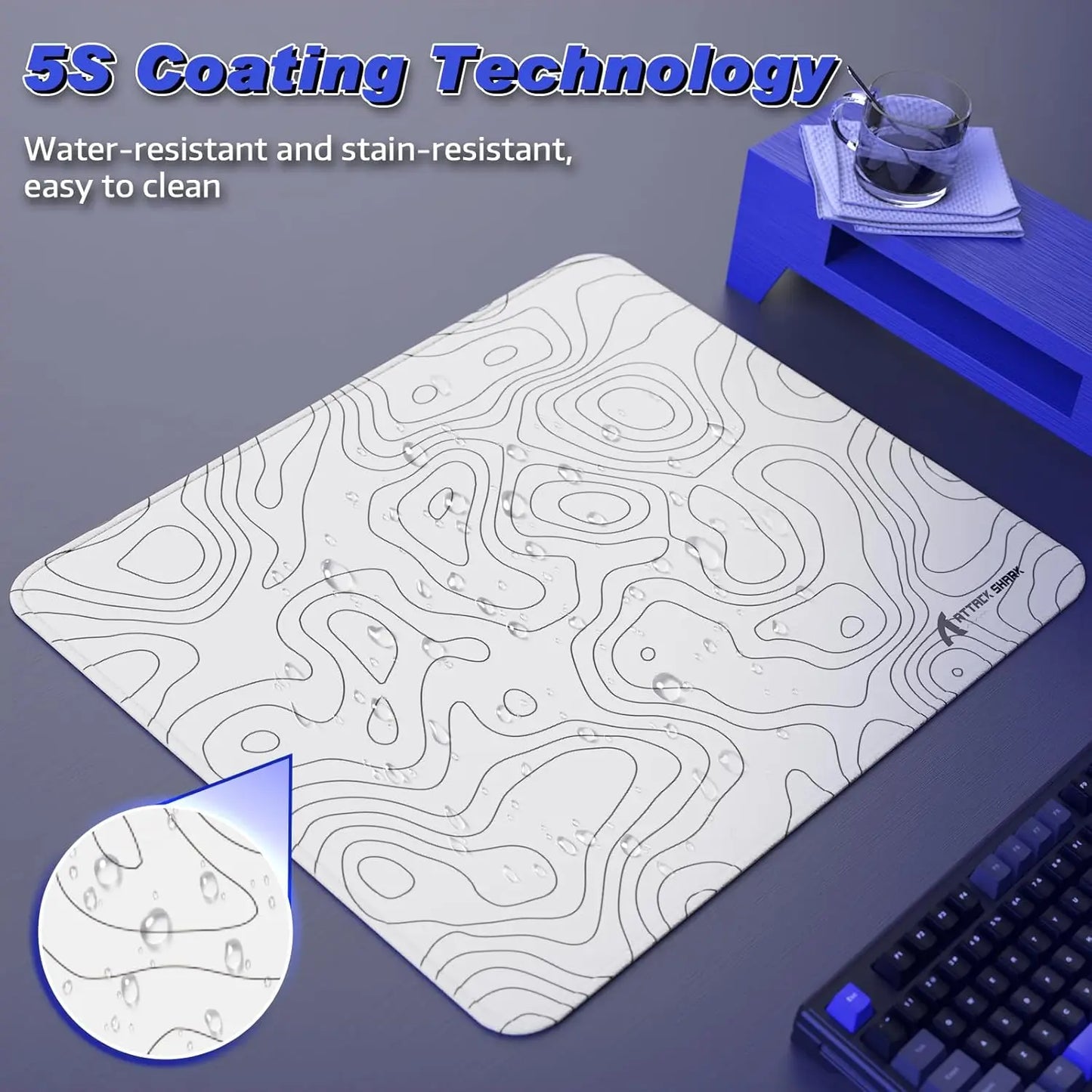 ATTACK SHARK CM02 eSports Gaming Mouse Pad, Water Resistant Coating Large Mouse Mat, Heavy Textured Smooth Control Surface
