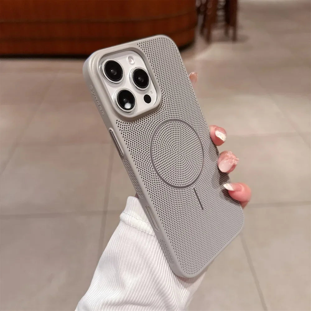 Cooling Heat Dissipation Magnetic Phone Case for iPhone 17 16 15 14 13 12 11 Pro Max Plus 17Pro Breathable Shockproof Back Cover